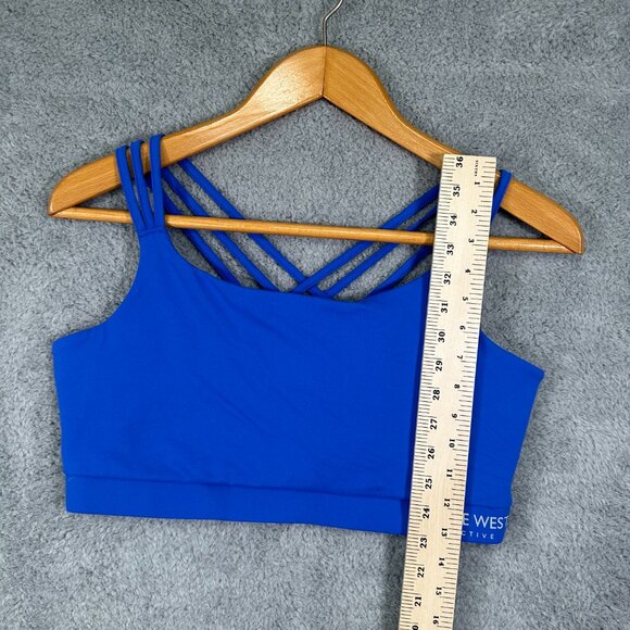 Nine West Active Blue Strappy Cross Back Padded Sports Bra XL - Picture 6 of 8